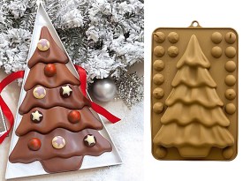 Molde silicona arbolito navidad con esferas